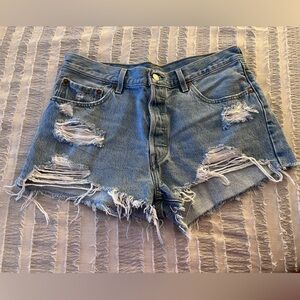 Levi's Classic Blue Ripped Jean Shorts